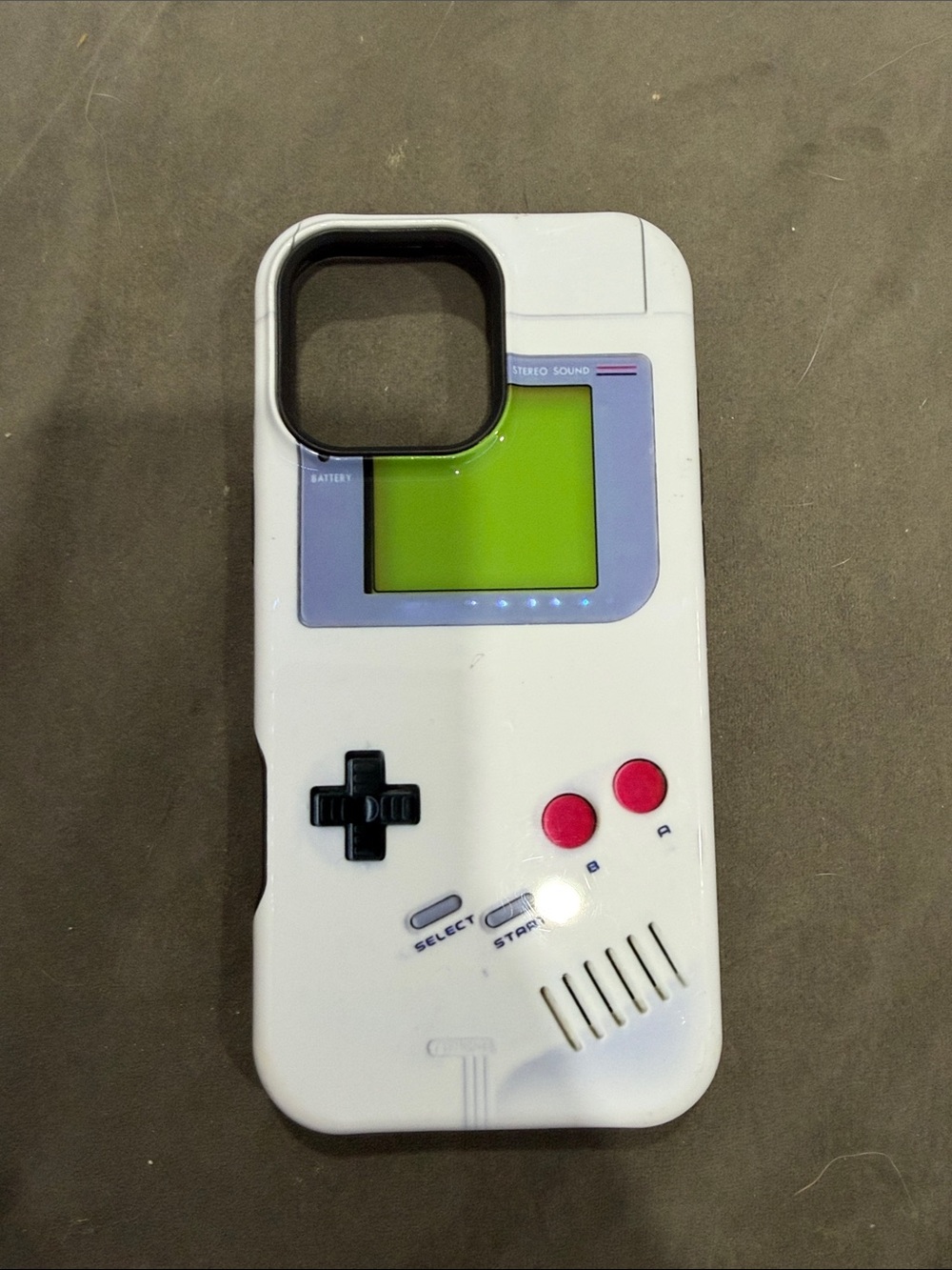 Retro Gameboy Style White hard iPhone 16 pro max Case with Green Screen